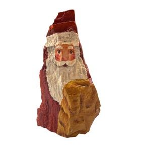 Hand Painted Rock Santa Claus